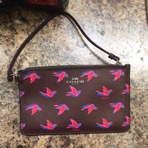 Coach skinny Id holder with birds great condition